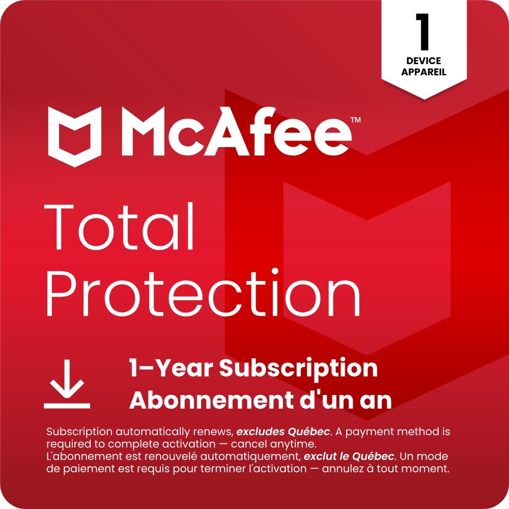 McAfee Total Protection Antivirus & Internet Security- 1 Device - 1-Year Subscription with Auto-Renewal [Digital Download] 1