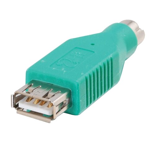 C2G - PS/2 (Male) to USB A (Female) Adapter - Green 1