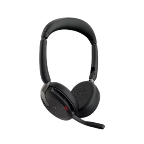 Jabra Evolve2 65 Flex UC Stereo - Headset - on-ear - Bluetooth - wireless - active noise cancelling - USB-C - black - with wireless charging pad - Optimised for UC 1
