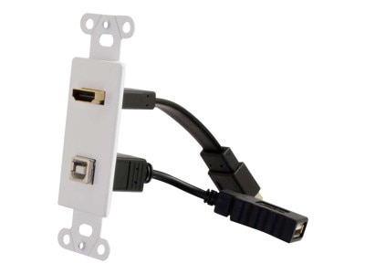 C2G HDMI and USB Pass Through Wall Plate - Mounting plate - HDMI, USB Type A - white 1
