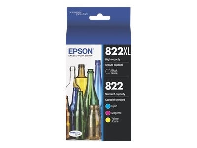 Epson 822XL/822 - 4-pack - Hight Capacity (black) + Standard Capacity - black, yellow, cyan, magenta - original - ink cartridge - for WorkForce Pro WF-3820, WF-4820, WF-4830 1