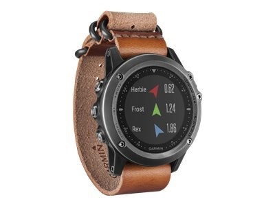 Garmin fēnix 3 Sapphire with Leather Band - GPS/GLONASS watch hiking, cycle, running, swimming 1.2-inch | Dell USA