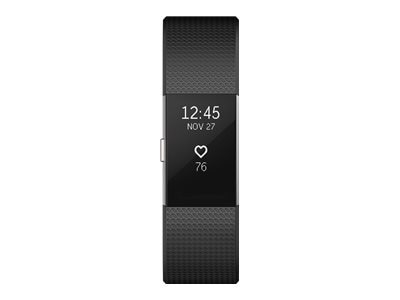 Fitbit Charge 2 - Silver - activity tracker with band - black - S - monochrome - Bluetooth - 1.13 oz - silver