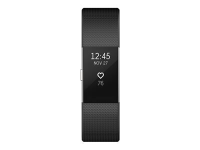 Large Fitness Wristband Fitbit Charge 2 Heart Rate FB407SBKL Black 