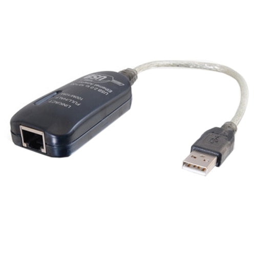 C2G 7.5in USB 2.0 to Ethernet Adapter - Network adapter - USB 2.0 - 10/100 Ethernet - silver 1