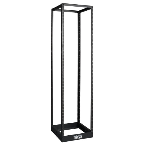 45U 4-Post Open Frame Rack square holes black Adjustable depth from 24 to 36 inches 1