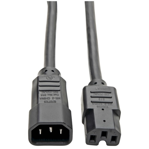 Eaton Tripp Lite Series Power Cord C14 to C15 - Heavy-Duty, 15A, 250V, 14 AWG, 10 ft. (3.05 m), Black 1