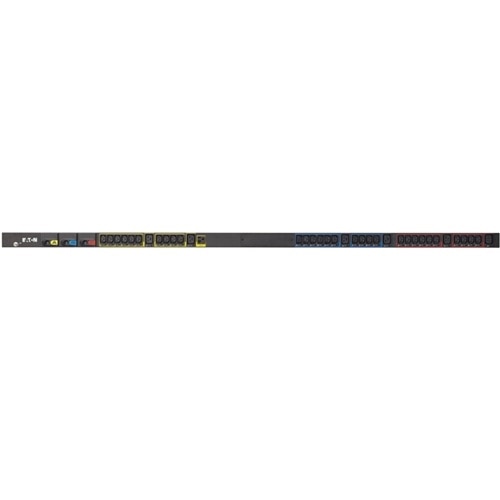 Eaton Basic rack PDU, 0U, L21-30P input, 8.64 kW max, 120/208V, 24A, 10 ft cord, Three-phase, Outlets: (1) 5-20R, (30) C13 Outlet grip, (6) C19 Outlet grip 1