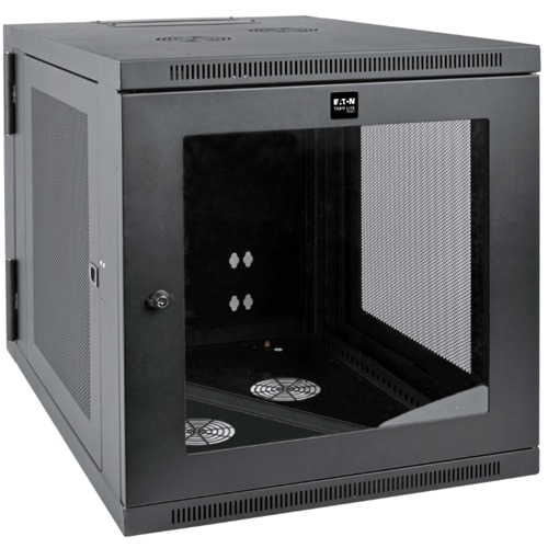 Eaton Tripp Lite Series SmartRack 12U Server-Depth Wall-Mount Small Rack Enclosure, Clear Acrylic Window, Hinged Back 1