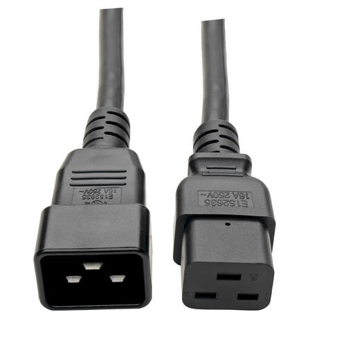 Eaton Tripp Lite Series Power Extension Cord, C19 to C20 - Heavy-Duty, 15A, 250V, 14 AWG, 6 ft. (1.83 m), Black 1