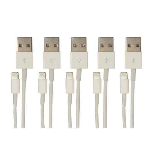 VisionTek Lightning to USB White 1 Meter Cable, 5 Pack - 900759 1