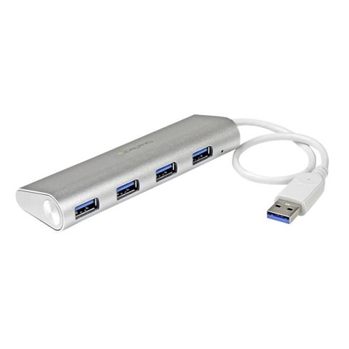 4-port StarTech.com 4 Port Portable USB 3.0 Hub with Built-in Cable - Aluminum and Compact USB Hub (ST43004UA) - hub ... 1