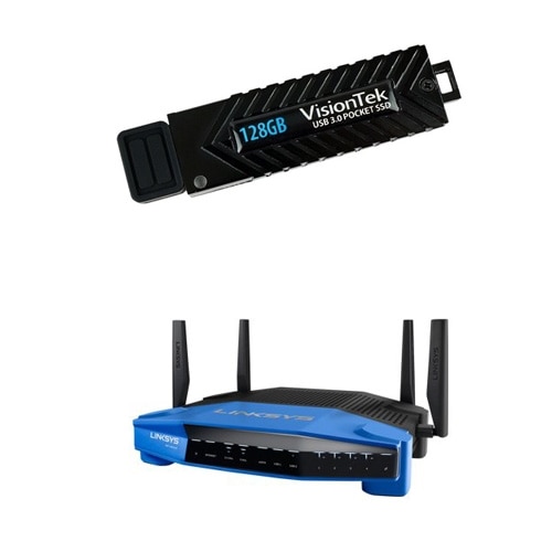 Linksys WRT1900ACS Dual-Band Wi-Fi Router with Ultra-Fast 1.6 GHz CPU + 128GB USB 3.0 Pocket SSD 1