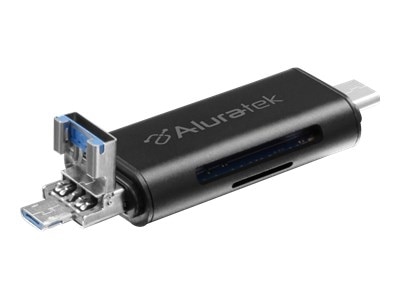 Aluratek AUCRC300F - Card reader (SD, microSD) - micro USB 2.0 / USB 3.1 / USB-C 1