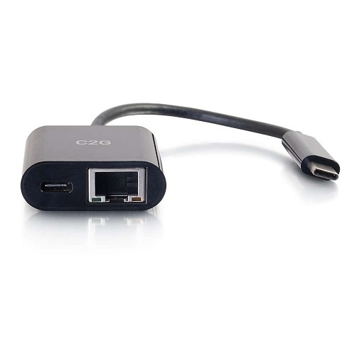 C2G USB C to Ethernet Multiport Adapter Hub - 60W PD - Type-C - Black 1