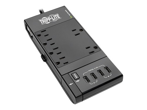Tripp Lite 6-Outlet Surge Protector Power Strip, 4 USB Ports, 6 ft - Black 1