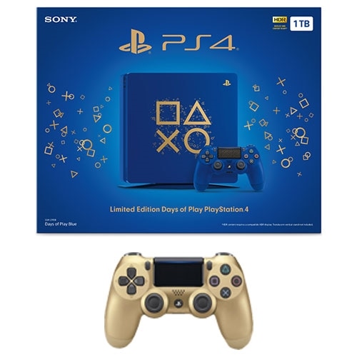 Sony PS4 1TB Days of Play with Extra DualShock 4 Controller (Gold