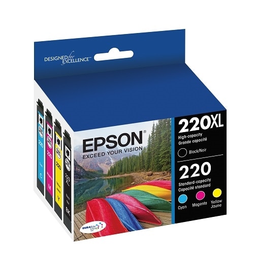  Epson 220/220XL Combo Pack – Black High Capacity and C/M/Y Standard Capacity Original Ink Cartridges 1