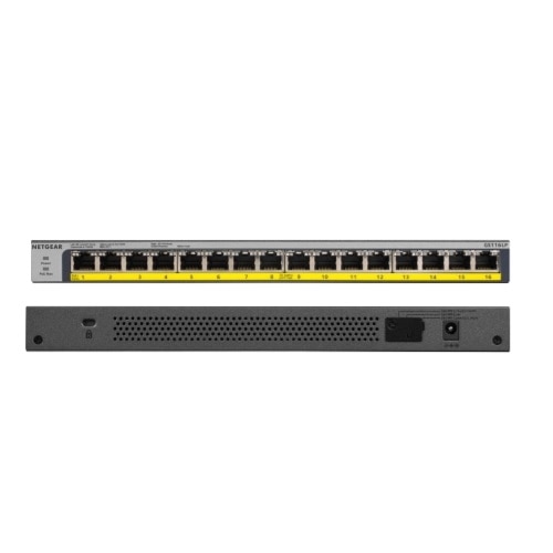 16-port NETGEAR GS116LP - Switch - unmanaged - 16 x 10/100/1000 (PoE+) - desktop, rack-mountable, wall-mountable - Po... 1