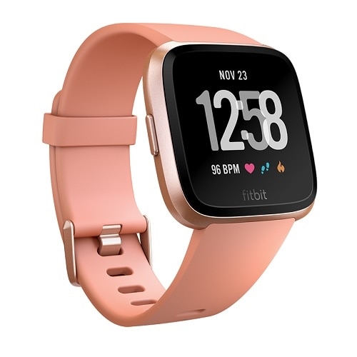 Fitbit Versa Smart Watch with Band, Bluetooth - Peach / Rose Gold Aluminum