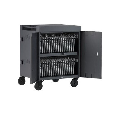 Bretford Cube TVC32 - Cart (charge only) for 32 tablets / notebooks (pre-wired) - lockable - welded steel - charcoal - output: AC 120 V 1