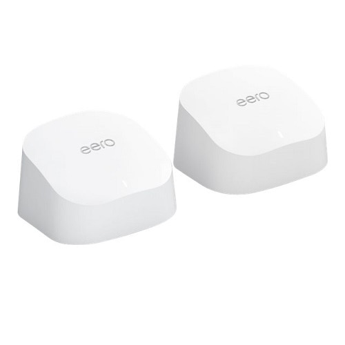 Amazon eero 6 dual-band mesh Wi-Fi 6 router, with built-in Zigbee smart home hub (1 router + 1 extender) 1