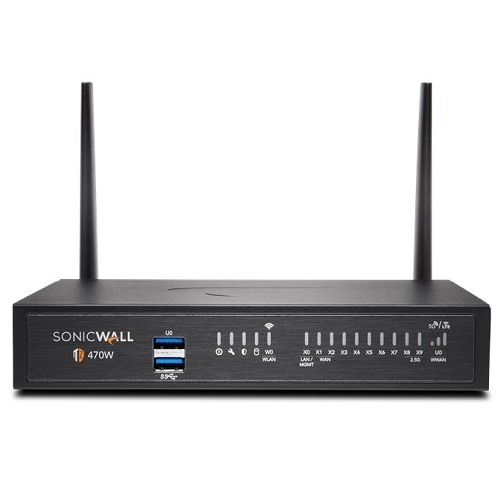 SonicWall TZ470W - Essential Edition - security appliance - GigE, 2.5 GigE, 802.11ac Wave 2 - Wi-Fi - 2.4 GHz, 5 GHz - SonicWALL Secure Upgrade Plus Program (2 years option) - desktop 1