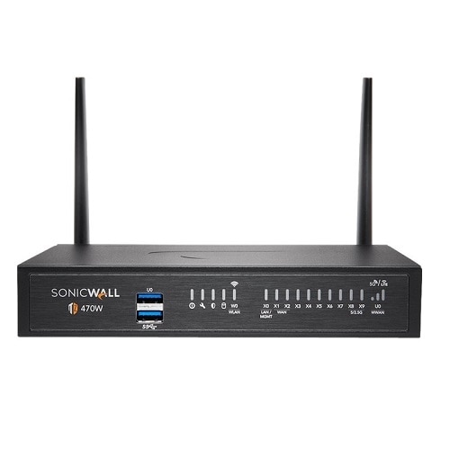 SonicWall TZ470W - Essential Edition - security appliance - GigE, 2.5 GigE, 802.11ac Wave 2 - Wi-Fi - 2.4 GHz, 5 GHz - SonicWALL Secure Upgrade Plus Program (3 years option) - desktop 1