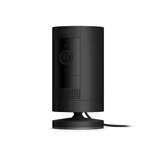 Ring Stick Up Cam Plug-In HD security camera with two-way talk, Works with Alexa - Black 1