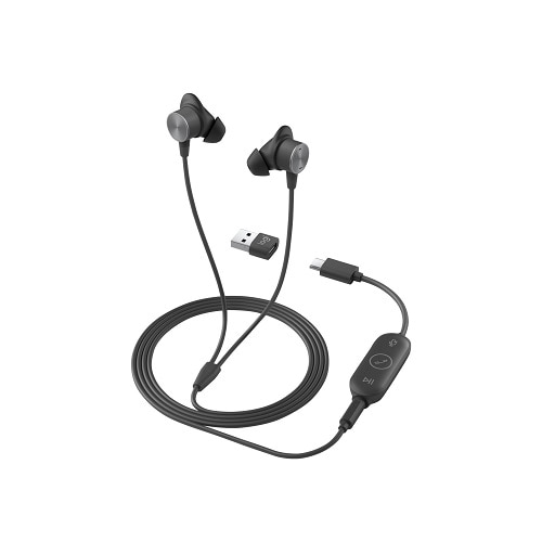 Logitech Zone Wired Earbuds - Headset - in-ear - wired - 3.5 mm jack - noise isolating - Zoom Certified, Optimized for UC 1
