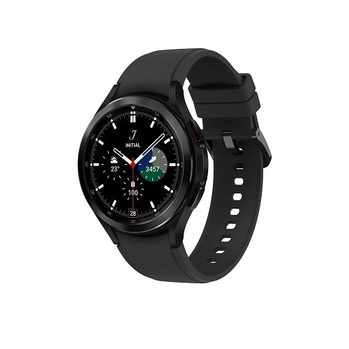 Samsung Galaxy Watch4 Classic - 46 mm - black - smart watch with ridge  sport band - fluoroelastomer - black - display 1.4