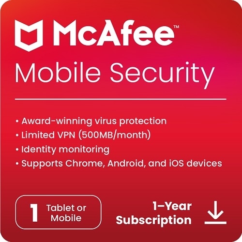 Download McAfee Mobile Security for 1 Device Android or iOS 1 Year Subscription 1