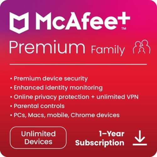 Download McAfee Plus Premium Family Unlimited Devices 1Yr Subscription