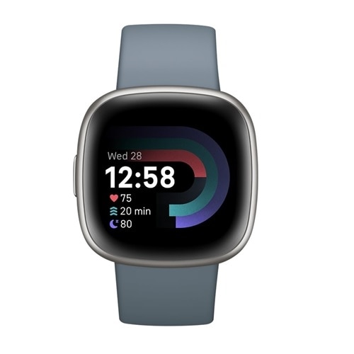 Fitbit Montre de sport GPS Versa 4 Smartwatch Bleu foncé/Argent