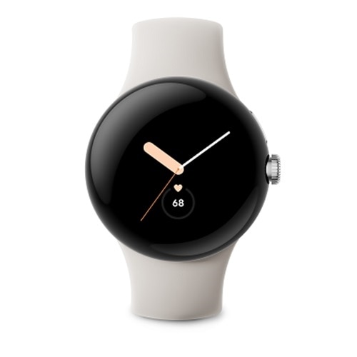 Google Pixel Watch - Polished Silver Stainless Steel case - Chalk
