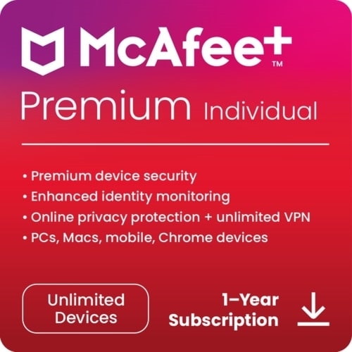 Download McAfee Plus Premium Individual Unlimited Devices 1Yr Subscription 1