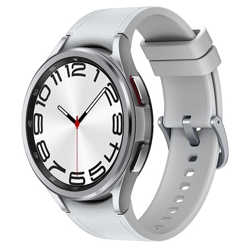 Samsung Galaxy Watch6 Classic - 47 mm - Hybrid Eco-Leather -  Band size: M/L - NFC, Wi-Fi, Bluetooth - Silver 1