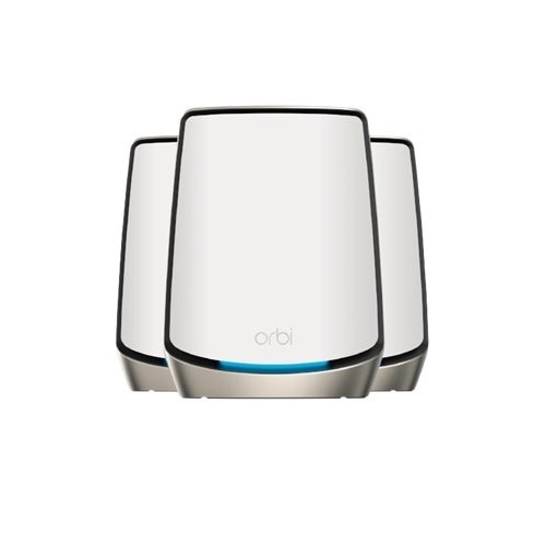 NETGEAR Orbi RBK863S - Wi-Fi system (router, 2 extenders) - up to 8,000 sq.ft - mesh - 10 GigE - Wi-Fi 6 - Tri-Band 1