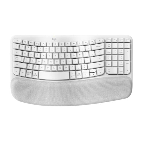 Logitech Wave Keys Wireless Ergonomic Keyboard with Cushioned Palm Rest,  Off-white - clavier - avec repose-paume rembourré - blanc cassé