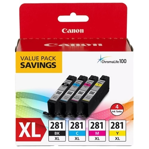 Canon CLI-281 Inkjet Ink Cartridge - Value Pack - Black, Cyan, Magenta, Yellow - 4 Pack 1