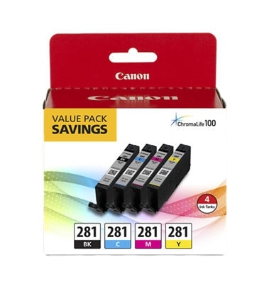 Canon CLI-281 Inkjet Ink Cartridge - Value Pack - Black, Cyan, Magenta, Yellow - 4 Pack 1