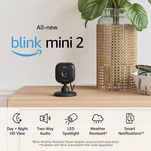 Amazon All-new Blink Mini 2 - Plug-in smart security camera, HD night (Black) 1