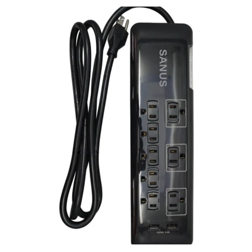 Sanus Milestone Systems Surge Protected Power Strip with 8 outlets and 2 USB ports 1