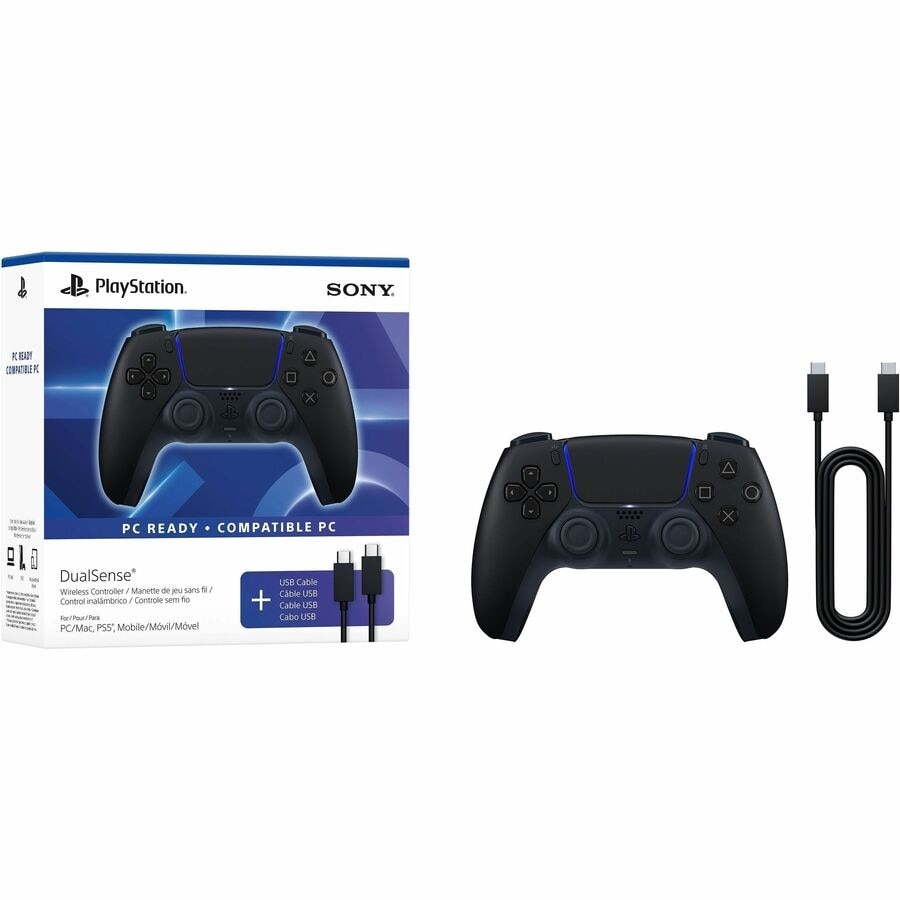 Sony PS5 DualSense Wireless Controller – Midnight Black + USB Cable for PC 1