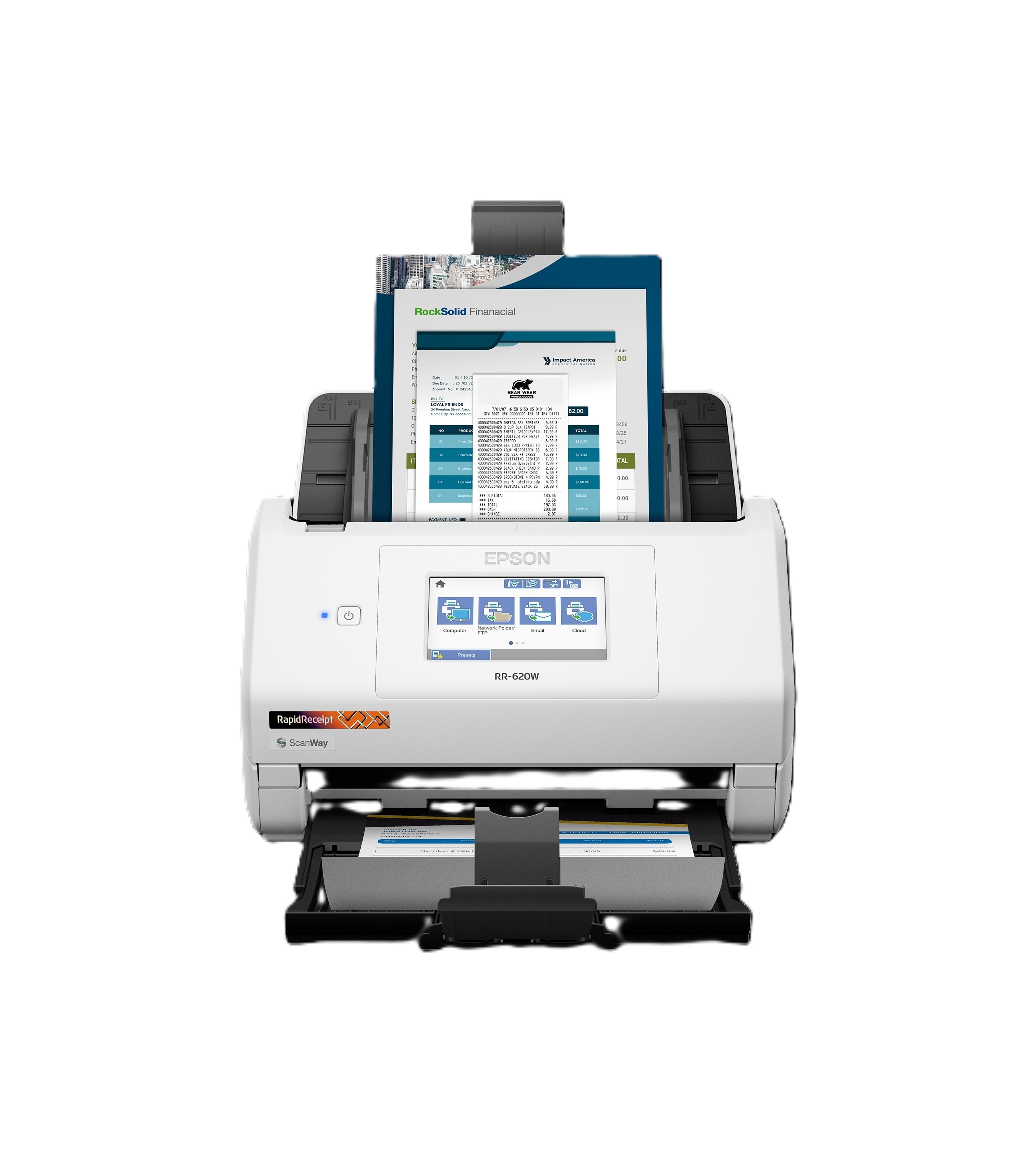 Epson RapidReceipt RR-620W Wireless Desktop Color Duplex Receipt and Document Scanner 1