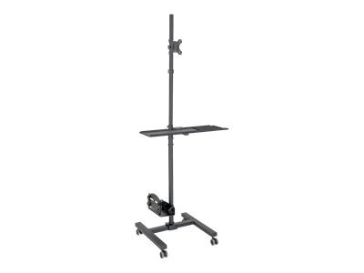 Tripp Lite Mobile Workstation TV Floor Stand Cart Height-Adjustable w/ Monitor Mount 17-32in - Cart (fasteners, wrench, mouse pad) - for LCD display / PC equipment - steel - black - screen size: 17"-32" 1