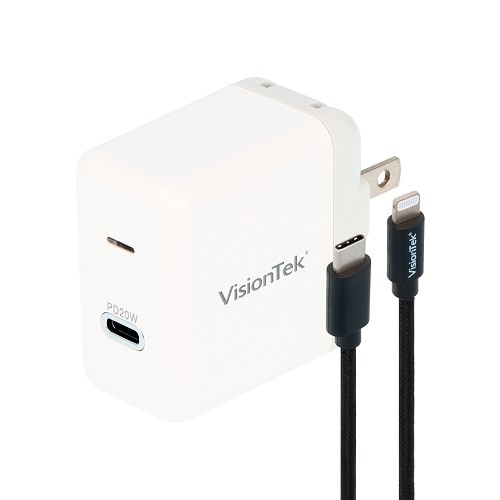 Visiontek- Fast Charging 6 Ft. Charger Cable With 20W Power Supply for USB-C Devices 1