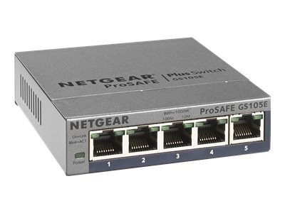 5-port NETGEAR Plus GS105Ev2 - Switch - unmanaged - 5 x 10/100/1000 - desktop 1