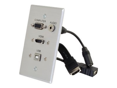 C2G HDMI, VGA, 3.5mm Audio and USB Pass Through Wall Plate - Single Gang - mounting plate 1