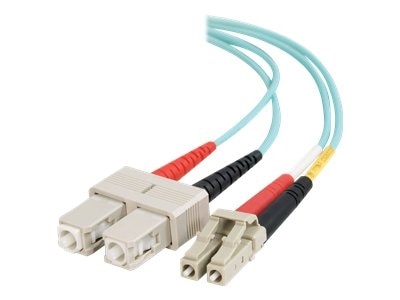 C2G 1m LC-SC 10Gb 50/125 Duplex Multimode OM3 Fiber Cable - Aqua - 3ft - patch cable - 1 m - aqua 1